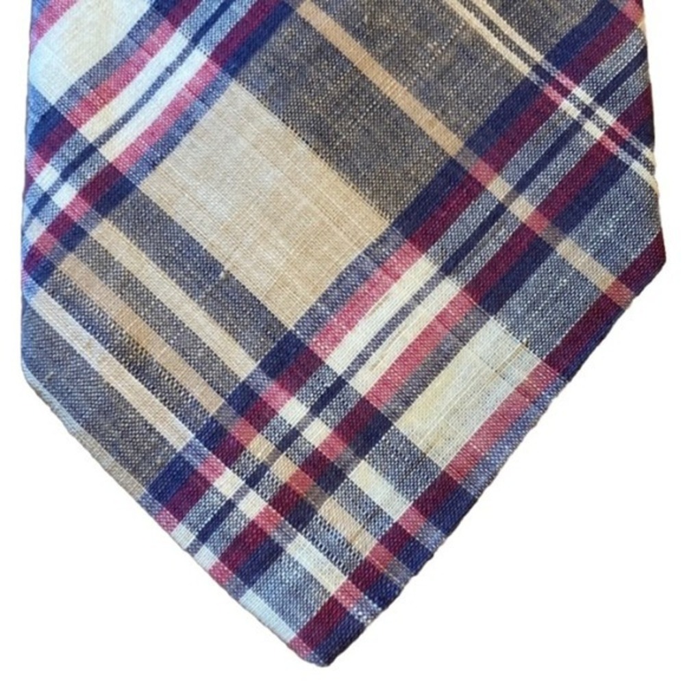 Rooster Lord & Taylor Mens Preppy Modern Classic Plaid Necktie Academic Vintage